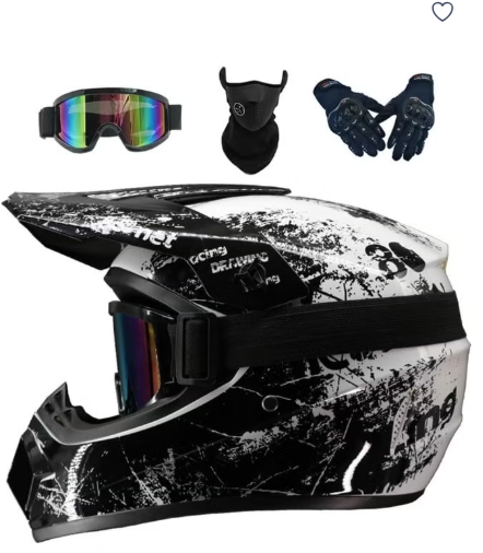 4-Piece Full Face Racing Motorcycle Helmet Kit Protective Gear Motorcycle Helmets Street Bike